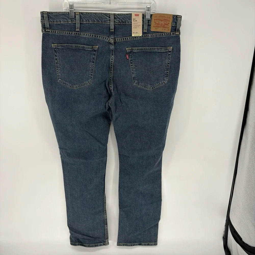 Levis 511 Slim Fit Jeans Mens 42x32 Blue Medium Wash Denim Stretch NWT Plus Size